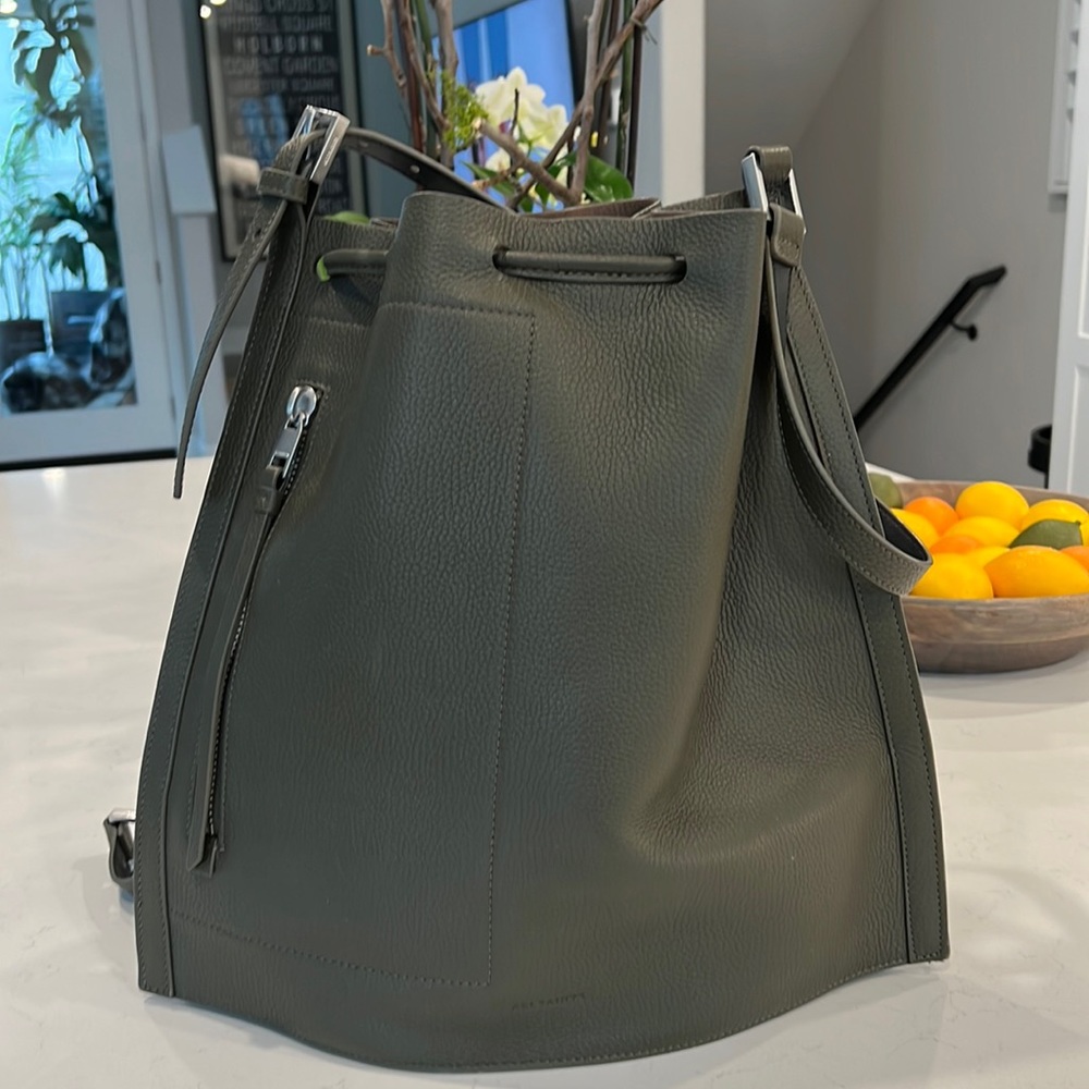 All Saints Olive Green backpack purse, like new.